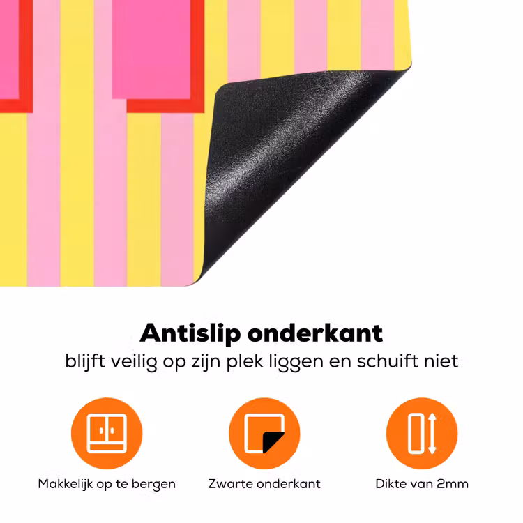 Tekst - Strepen - Roze Inductie beschermer vinyl 3mm klein -zzzzzzz-td-onderkant