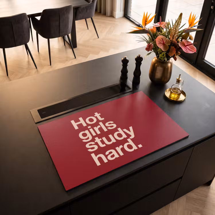Tekst - Studie - Motivatie - Modern - Rood Inductie beschermer vinyl 3mm klein -sfeer5