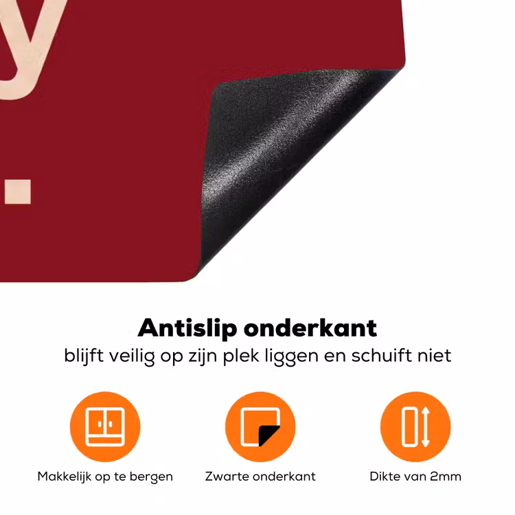Tekst - Studie - Motivatie - Modern - Rood Inductie beschermer vinyl 3mm klein -zzzzzzz-td-onderkant