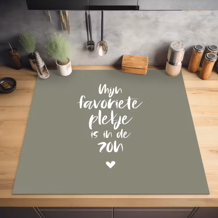 Tekst - Zon - Mijn favoriete plekje is in de zon - Spreuken - Zomer Inductie beschermer vinyl 3mm middel -sfeer5
