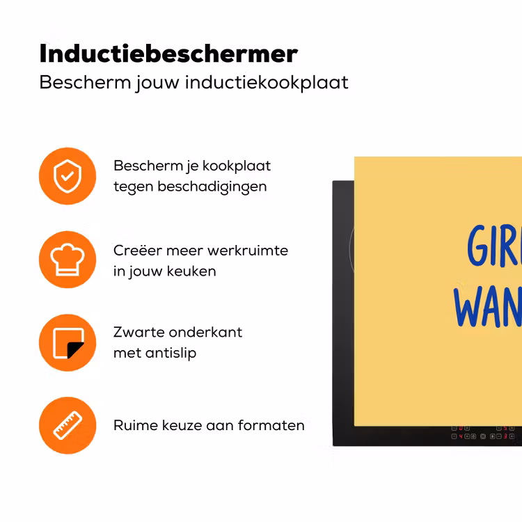 Tekst - Zon - Zomer - Modern - Geel Inductie beschermer vinyl 3mm klein -zzzzzzz-td-ups