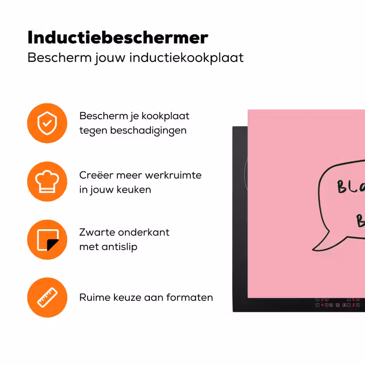 Tekstwolkje - BLAH BLAH BLAH - Roze Inductie beschermer vinyl 3mm klein -zzzzzzz-td-ups