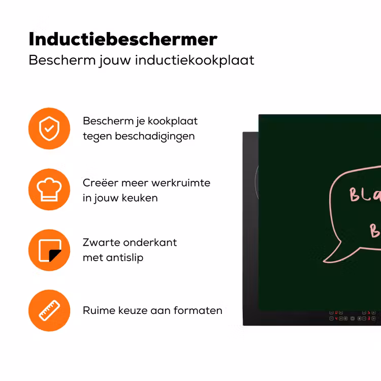 Tekstwolkje - Donkergroen - BLAH BLAH BLAH Inductie beschermer vinyl 3mm klein -zzzzzzz-td-ups
