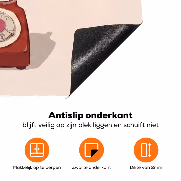 Telefoon - Hand - Vintage - Communicatie - Rood Inductie beschermer vinyl 3mm klein -zzzzzzz-td-onderkant