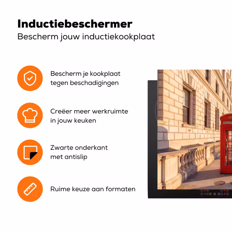 Telefooncel - Rood - Londen - Stad - Architectuur Inductie beschermer vinyl 3mm klein -zzzzzzz-td-ups