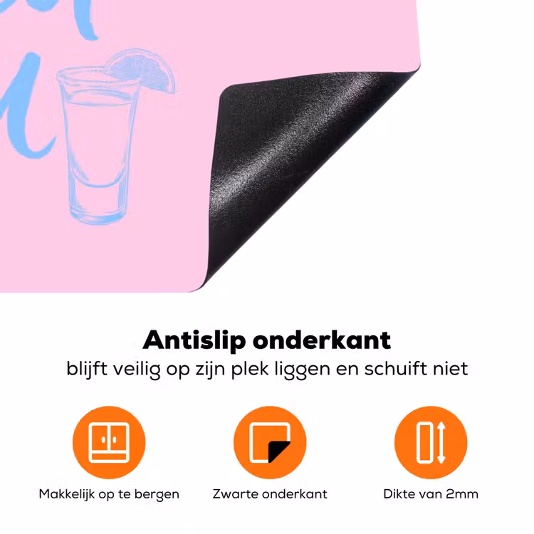 Tequila texted you - Roze - Blauw Inductie beschermer vinyl 3mm klein -zzzzzzz-td-onderkant