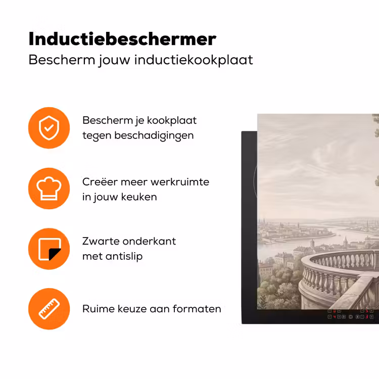 Terras - Stad - Uitzicht - Rivier Inductie beschermer vinyl 3mm klein -zzzzzzz-td-ups