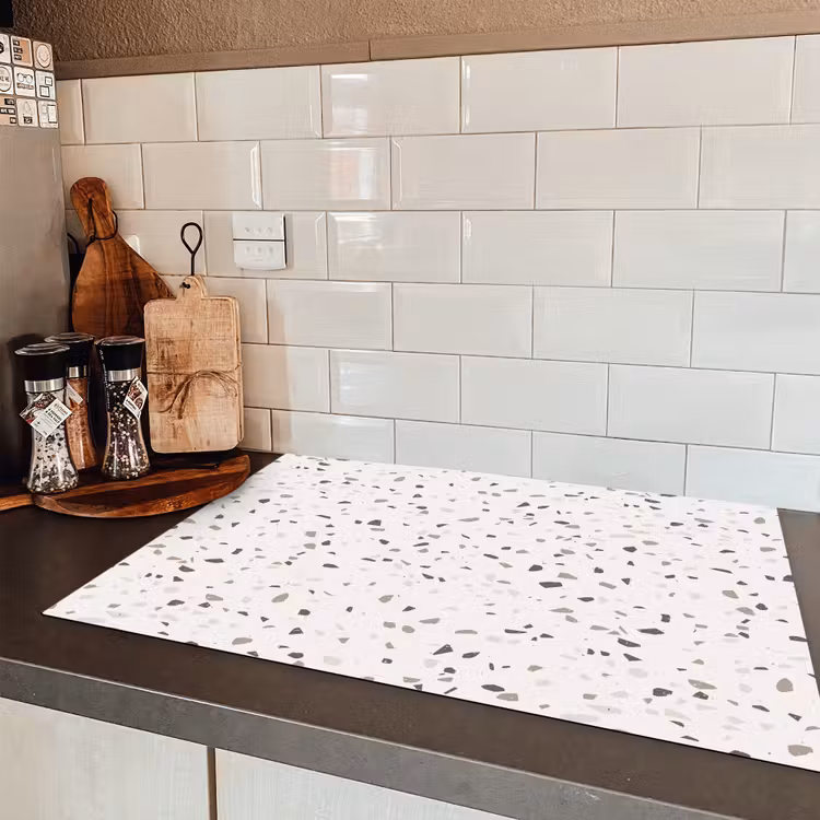 Terrazzo -  Patroon  -  Créme Inductie beschermer vinyl 3mm klein 276 -sfeer3