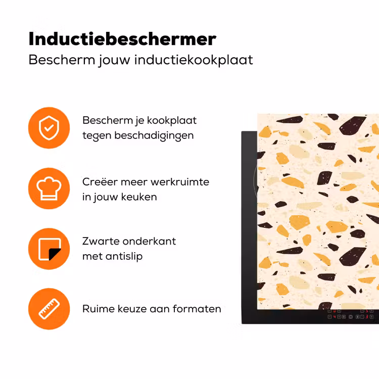 Terrazzo - Patroon - Geel - Inductie beschermer vinyl 3mm klein 276 -zzzzzzz-td-ups