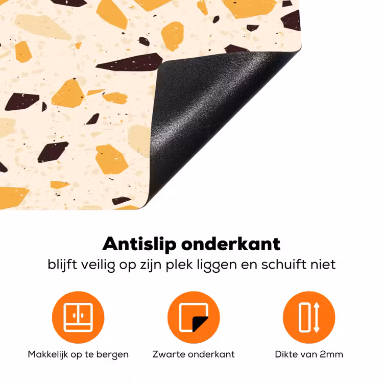 Terrazzo - Patroon - Geel - Inductie beschermer vinyl 3mm klein 276 -zzzzzzz-td-onderkant