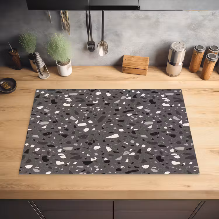 Terrazzo -  Patroon - Grijs Inductie beschermer vinyl 3mm klein 276 -sfeer5