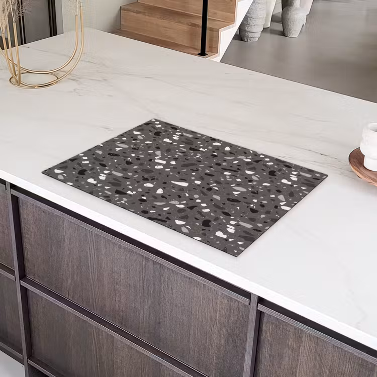 Terrazzo -  Patroon - Grijs Inductie beschermer vinyl 3mm klein 276 -sfeer8