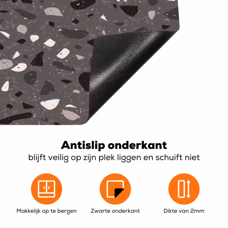 Terrazzo -  Patroon - Grijs Inductie beschermer vinyl 3mm klein 276 -zzzzzzz-td-onderkant