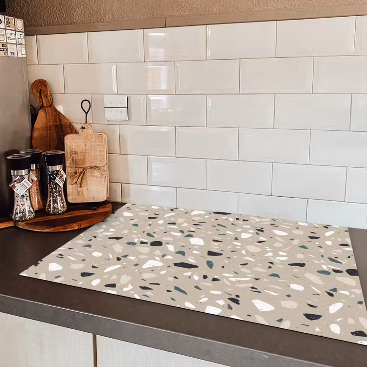 Terrazzo - Patroon - Groen Inductie beschermer vinyl 3mm klein 276 -sfeer3