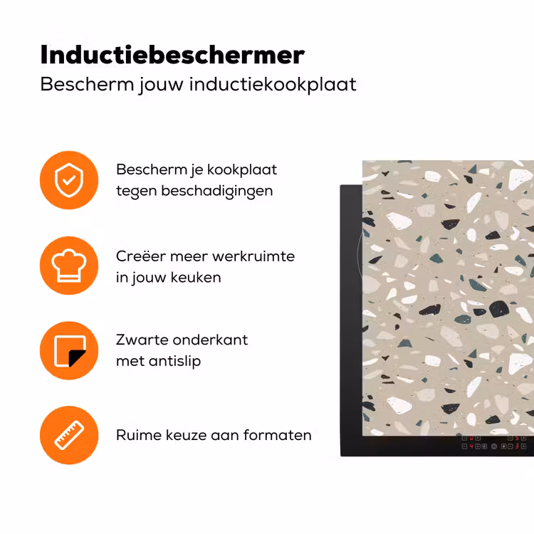 Terrazzo - Patroon - Groen Inductie beschermer vinyl 3mm klein 276 -zzzzzzz-td-ups