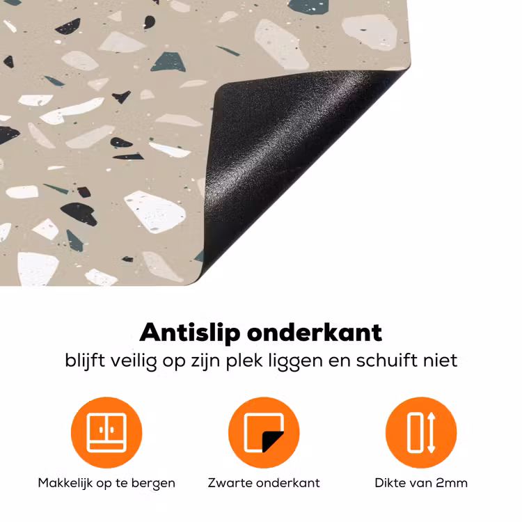 Terrazzo - Patroon - Groen Inductie beschermer vinyl 3mm klein 276 -zzzzzzz-td-onderkant
