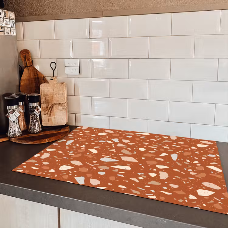 Terrazzo - Patroon - Klei Inductie beschermer vinyl 3mm klein 276 -sfeer3