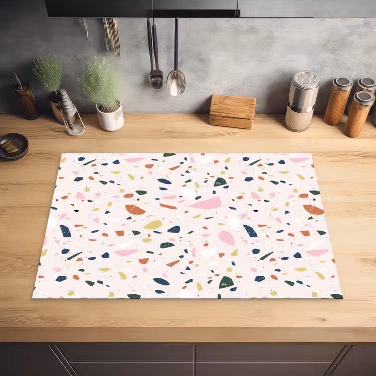 Terrazzo - Patroon - Kleurrijk Inductie beschermer vinyl 3mm klein 276 -sfeer5