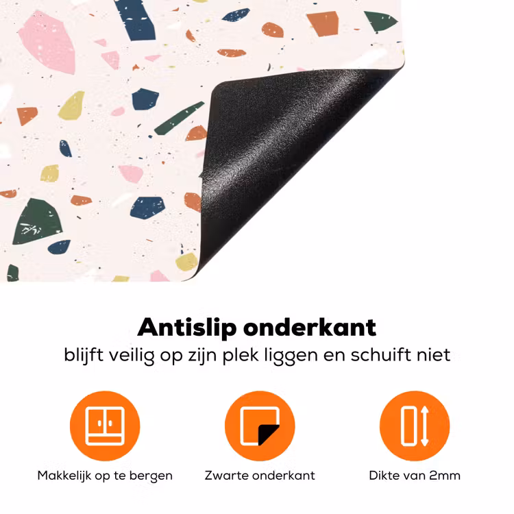 Terrazzo - Patroon - Kleurrijk Inductie beschermer vinyl 3mm klein 276 -zzzzzzz-td-onderkant