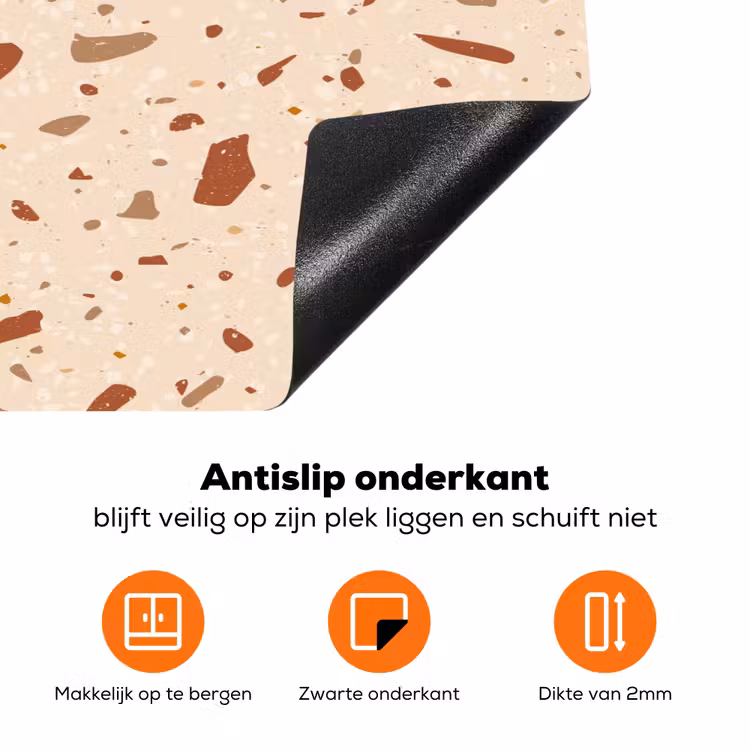 Terrazzo - Patroon - Kleurrijk - Steen Inductie beschermer vinyl 3mm klein 276 -zzzzzzz-td-onderkant