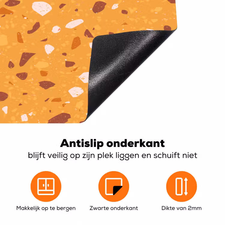 Terrazzo - Patroon - Okergeel Inductie beschermer vinyl 3mm klein 276 -zzzzzzz-td-onderkant