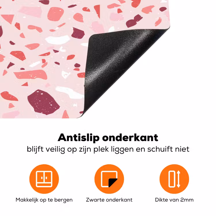 Terrazzo - Patroon - Roze Inductie beschermer vinyl 3mm klein 276 -zzzzzzz-td-onderkant
