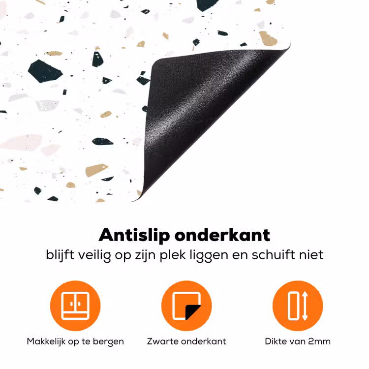 Terrazzo - Patroon - Wit - Neutraal Inductie beschermer vinyl 3mm klein 276 -zzzzzzz-td-onderkant