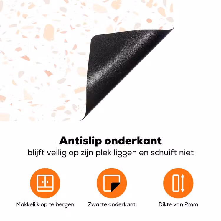 Terrazzo -  Patroon - Wit - Perzik Inductie beschermer vinyl 3mm klein 276 -zzzzzzz-td-onderkant