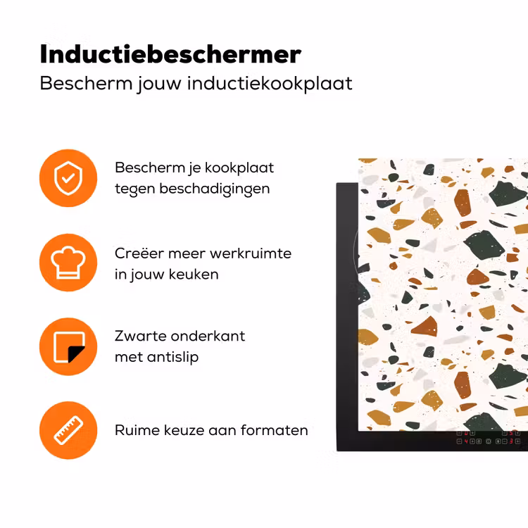 Terrazzo - Patroon - Wit - Terra Inductie beschermer vinyl 3mm klein 276 -zzzzzzz-td-ups