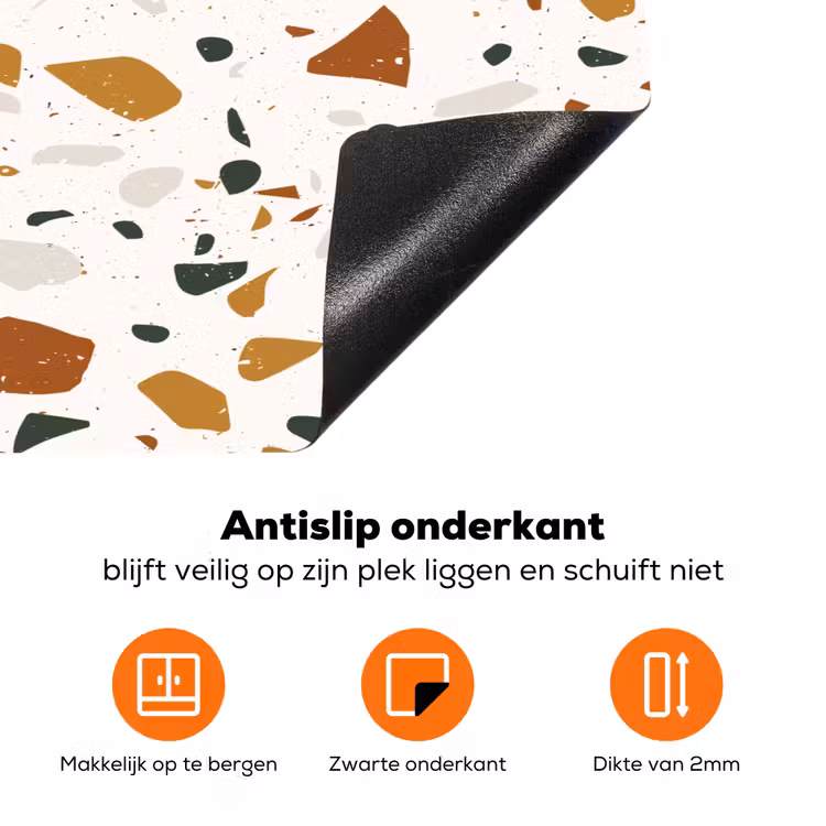Terrazzo - Patroon - Wit - Terra Inductie beschermer vinyl 3mm klein 276 -zzzzzzz-td-onderkant
