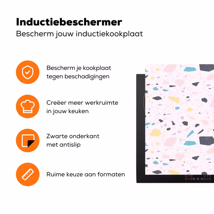 Terrazzo - Patroon - Zacht - Snoep Inductie beschermer vinyl 3mm klein 276 -zzzzzzz-td-ups