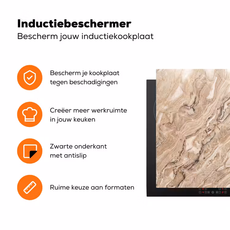 Textuur - Aders - Abstract - Modern - Beige Inductie beschermer vinyl 3mm klein -zzzzzzz-td-ups