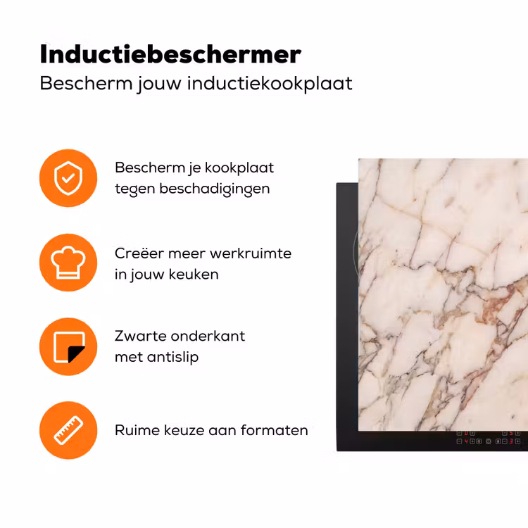 Textuur - Gesteente - Aderen - Abstract - Wit Inductie beschermer vinyl 3mm klein -zzzzzzz-td-ups