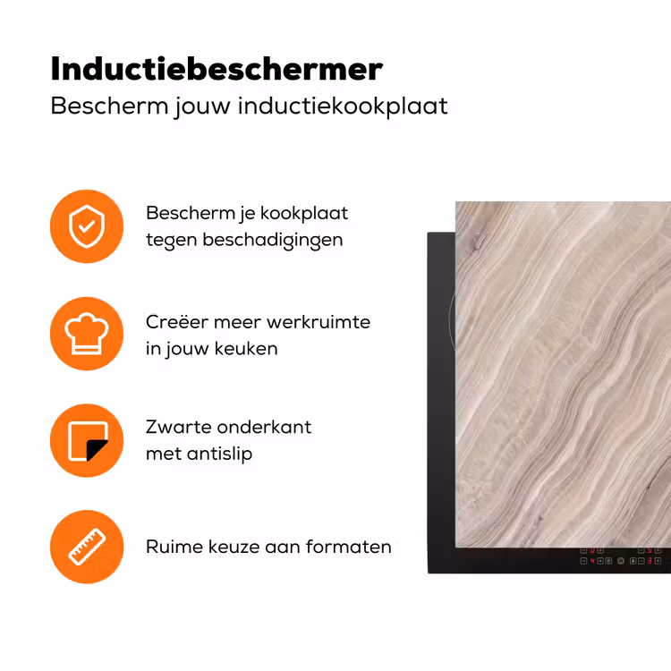 Textuur - Golvend - Abstract - Modern - Beige Inductie beschermer vinyl 3mm klein -zzzzzzz-td-ups
