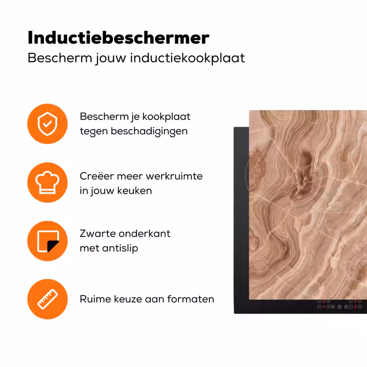 Textuur - Golvend - Abstract - Warm - Bruin Inductie beschermer vinyl 3mm klein -zzzzzzz-td-ups