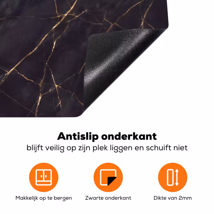 Textuur - Gouden lijnen - Abstract - Modern - Zwart Inductie beschermer vinyl 3mm klein -zzzzzzz-td-onderkant