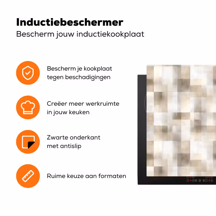 Textuur - Linnen - Beige Inductie beschermer vinyl 3mm klein 276 -zzzzzzz-td-ups