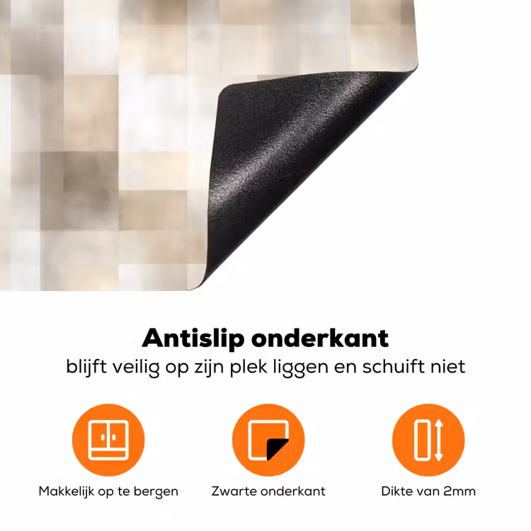 Textuur - Linnen - Beige Inductie beschermer vinyl 3mm klein 276 -zzzzzzz-td-onderkant