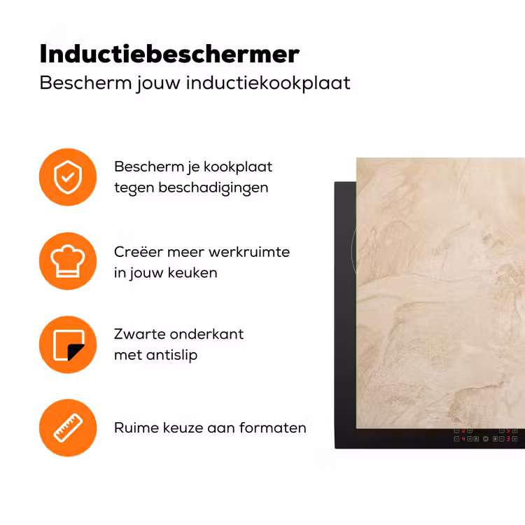 Textuur - Patroon - Abstract - Modern - Beige Inductie beschermer vinyl 3mm klein -zzzzzzz-td-ups