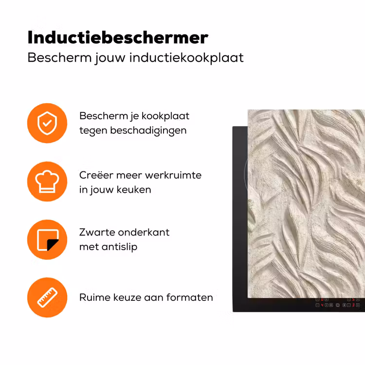 Textuur - Reliëf - Beige Inductie beschermer vinyl 3mm klein 276 -zzzzzzz-td-ups