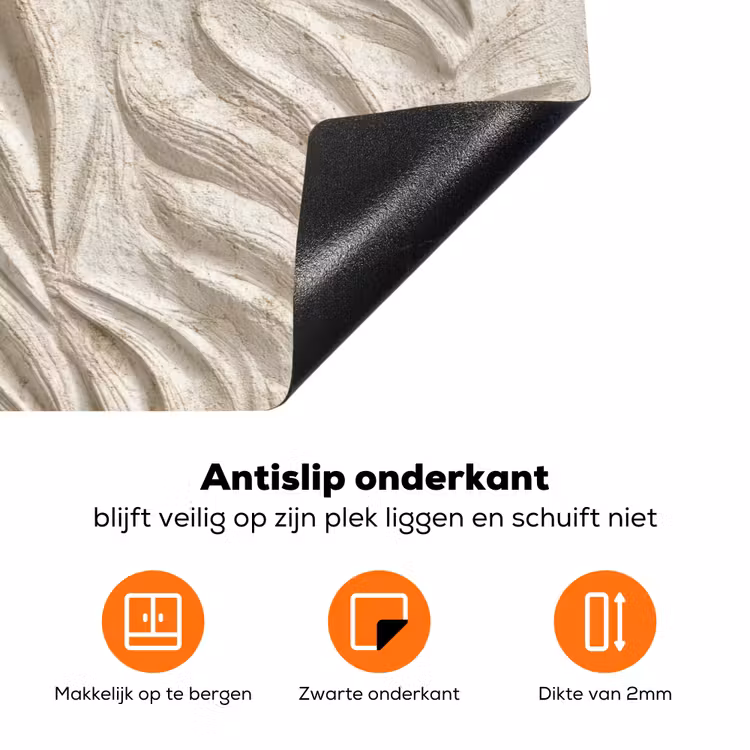 Textuur - Reliëf - Beige Inductie beschermer vinyl 3mm klein 276 -zzzzzzz-td-onderkant