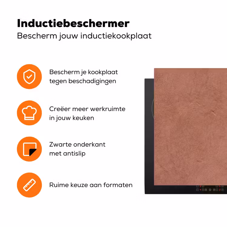 Textuur - Roodbruin - Grof - Modern Inductie beschermer vinyl 3mm klein -zzzzzzz-td-ups