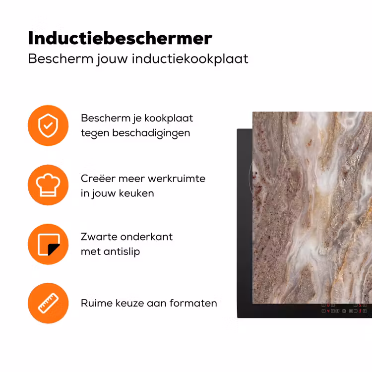 Textuur - Steen - Abstract - Beige Inductie beschermer vinyl 3mm klein -zzzzzzz-td-ups