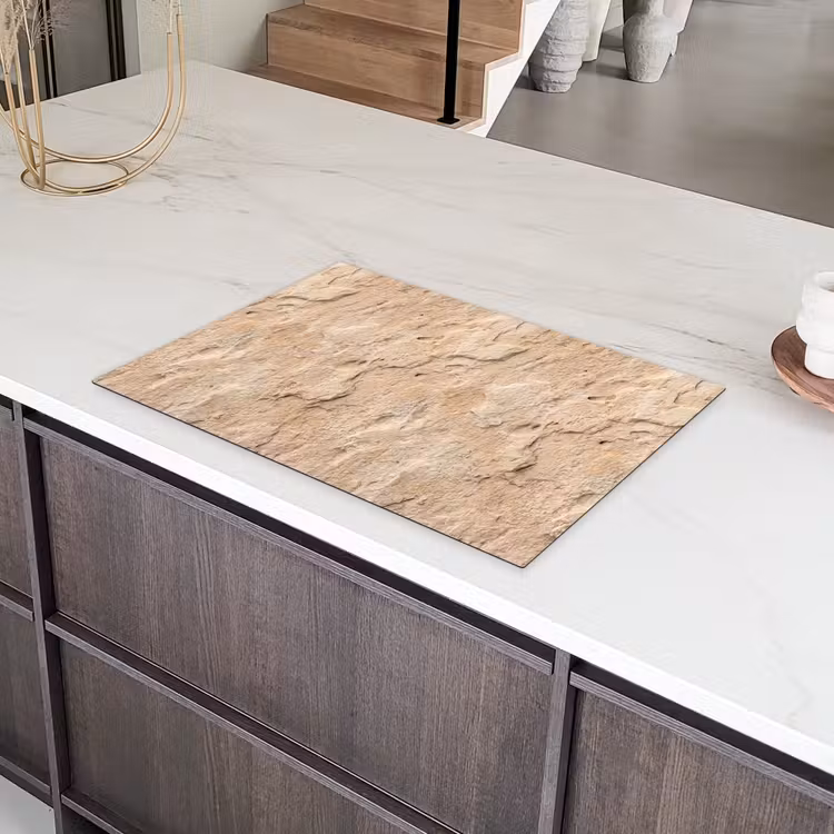 Textuur - Steen - Natuur - Beige Inductie beschermer vinyl 3mm klein -sfeer8