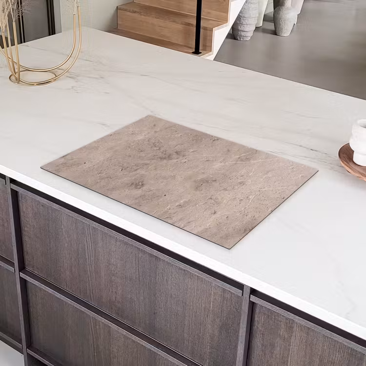 Textuur - Steen - Patroon - Rustiek - Beige Inductie beschermer vinyl 3mm klein -sfeer8