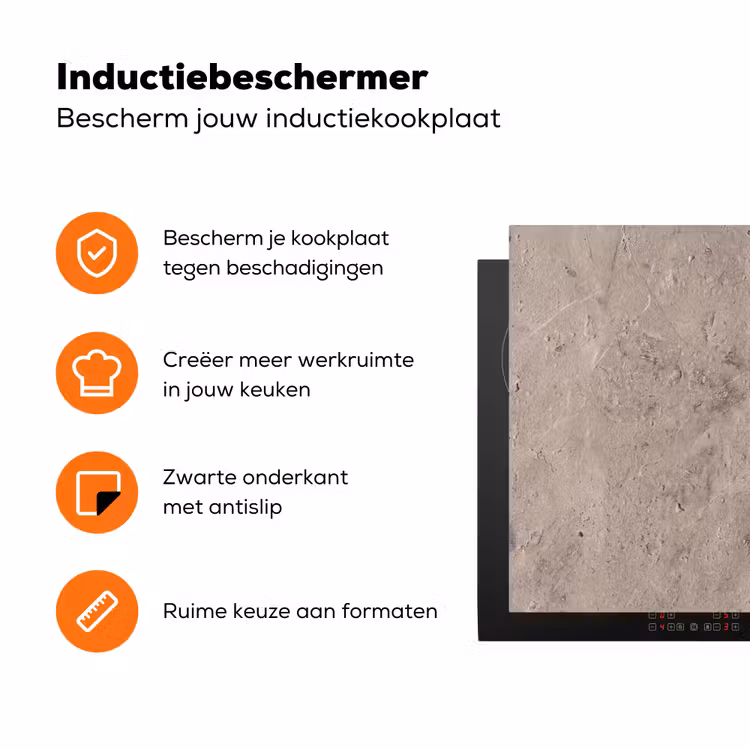 Textuur - Steen - Patroon - Rustiek - Beige Inductie beschermer vinyl 3mm klein -zzzzzzz-td-ups