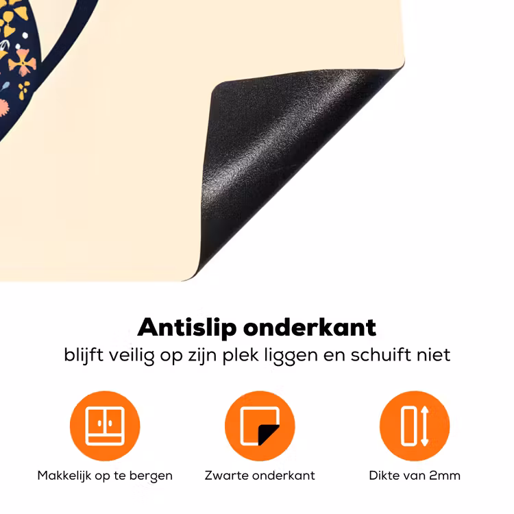 Theepot - Kleurrijk - Bloemen Inductie beschermer vinyl 3mm klein -zzzzzzz-td-onderkant