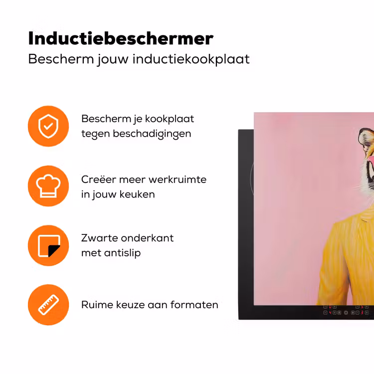 Tijger - Bril - Geel - Jasje Inductie beschermer vinyl 3mm klein -zzzzzzz-td-ups