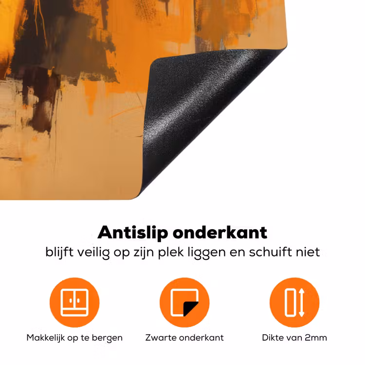 Tijger - Geschilderd - Oranje - Penseelstreken Inductie beschermer vinyl 3mm klein -zzzzzzz-td-onderkant
