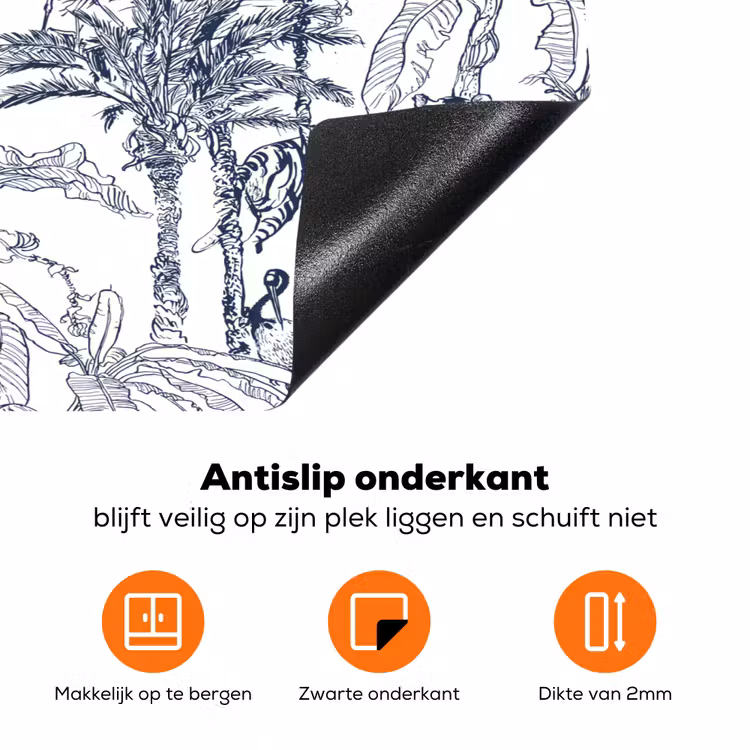 Tijger - Jungle - Blauw Inductie beschermer vinyl 3mm klein 276 -zzzzzzz-td-onderkant